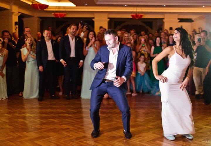 Bride and groom dancing at Wiley Entertainment wedding reception