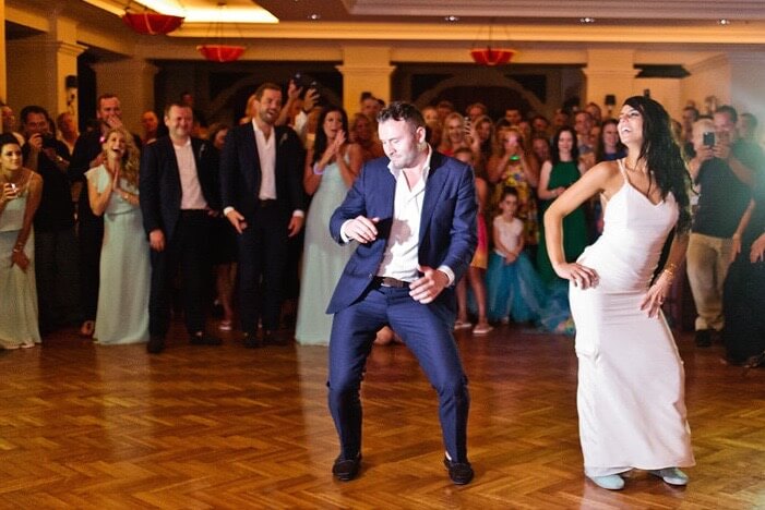 Bride and groom dancing at Wiley Entertainment wedding reception